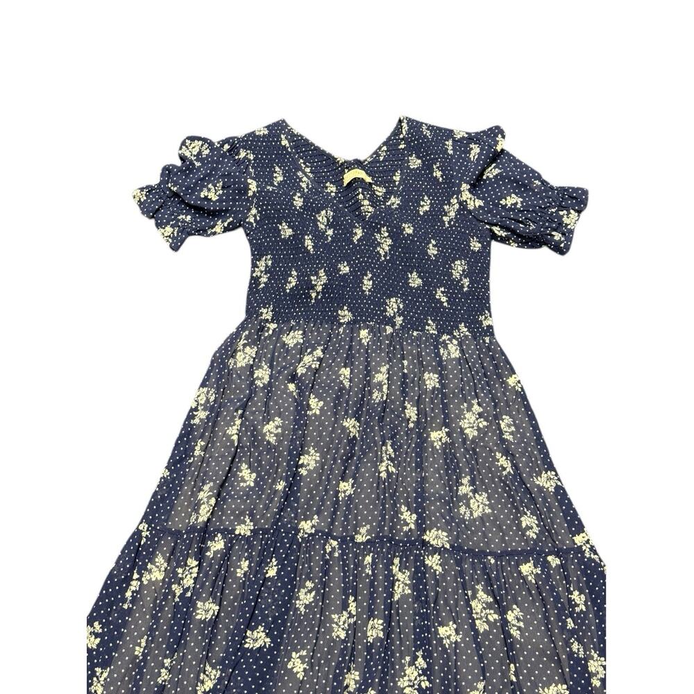 Christy Dawn Beverly Dress Blue Floral Midi Cottagecore Size M - Picture 7 of 10
